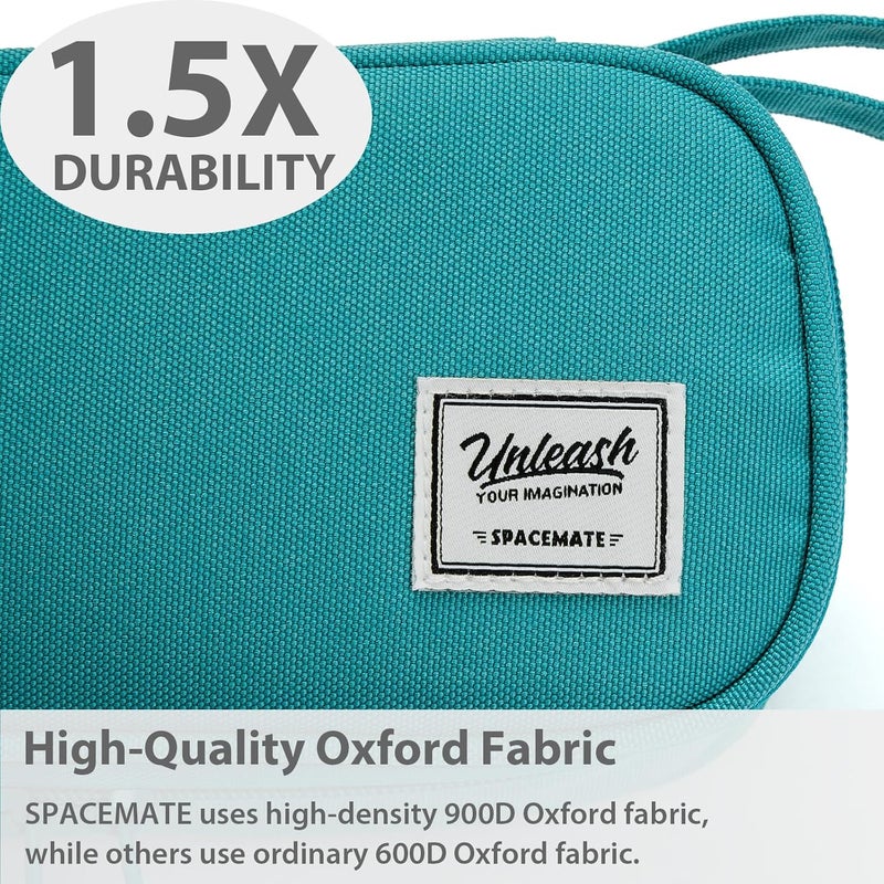 SPACEMATE Pencil Case Pouch Box Bag School Supplies Girls Boys Kids, Cute Preppy Stuff Large Big Capacity Aesthetic Pen Organizer, Back to College Stationary, Teal, Standard Stlye, 1800ml - Image 3